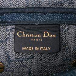Dior Blue Oblique Embroidered Denim Saddle Bag