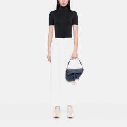 Dior Blue Oblique Embroidered Denim Saddle Bag