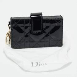  Dior Black Cannage Patent Leather Lady Dior 5 Gusset Card Case 