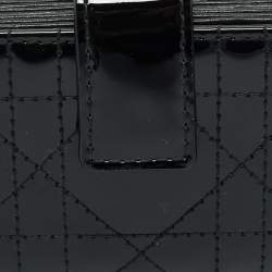  Dior Black Cannage Patent Leather Lady Dior 5 Gusset Card Case 