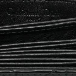  Dior Black Cannage Patent Leather Lady Dior 5 Gusset Card Case 