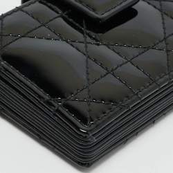 Dior Black Cannage Patent Leather Lady Dior 5 Gusset Card Case 