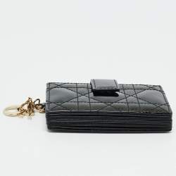  Dior Black Cannage Patent Leather Lady Dior 5 Gusset Card Case 