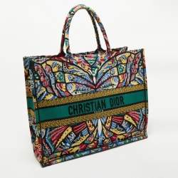 Dior Multicolor Butterfly Embroidered Canvas Large Book Tote