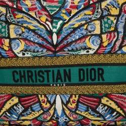 Dior Multicolor Butterfly Embroidered Canvas Large Book Tote