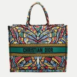Dior Multicolor Butterfly Embroidered Canvas Large Book Tote