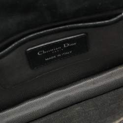 Dior Black Shimmer Cannage Leather Lady Dior Chain Clutch