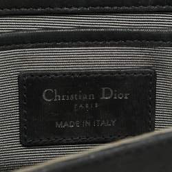 Dior Black Shimmer Cannage Leather Lady Dior Chain Clutch