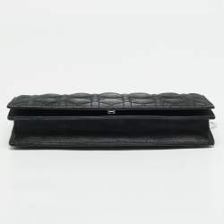 Dior Black Shimmer Cannage Leather Lady Dior Chain Clutch