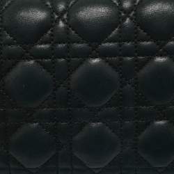 Dior Black Shimmer Cannage Leather Lady Dior Chain Clutch