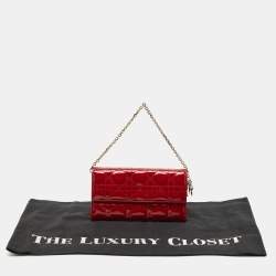 Dior Red Cannage Patent Leather Rendezvous Wallet on Chain