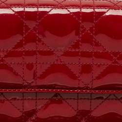 Dior Red Cannage Patent Leather Rendezvous Wallet on Chain