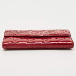 Dior Red Cannage Patent Leather Rendezvous Wallet on Chain