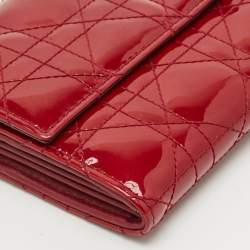 Dior Red Cannage Patent Leather Rendezvous Wallet on Chain