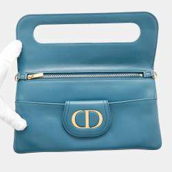 Dior Blue Leather Double Chain shoulder Bag