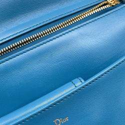 Dior Blue Leather Double Chain shoulder Bag