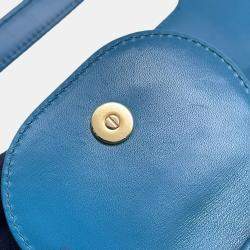 Dior Blue Leather Double Chain shoulder Bag