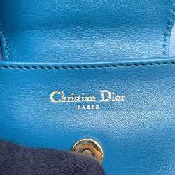 Dior Blue Leather Double Chain shoulder Bag