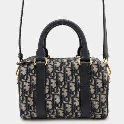 Dior Oblique Dior Groove 20 Small Navy Jacquard and Calf Leather Bag