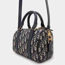 Dior Oblique Dior Groove 20 Small Navy Jacquard and Calf Leather Bag