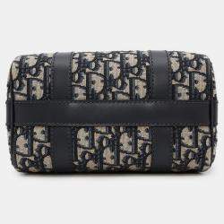 Dior Oblique Dior Groove 20 Small Navy Jacquard and Calf Leather Bag