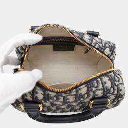 Dior Oblique Dior Groove 20 Small Navy Jacquard and Calf Leather Bag