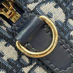 Dior Oblique Dior Groove 20 Small Navy Jacquard and Calf Leather Bag