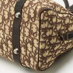 Pre Owned Dior Brown/Beige Oblique Canvas and Leather East/West Boston Bag