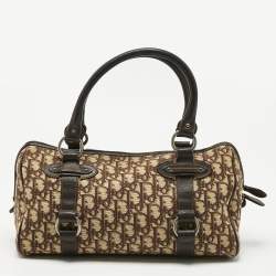 Pre Owned Dior Brown/Beige Oblique Canvas and Leather East/West Boston Bag