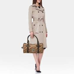 Pre Owned Dior Brown/Beige Oblique Canvas and Leather East/West Boston Bag