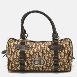 Pre Owned Dior Brown/Beige Oblique Canvas and Leather East/West Boston Bag