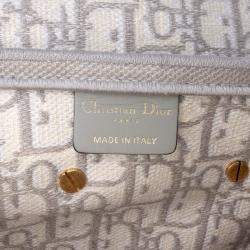 Dior Grey Oblique Embroidered Canvas Saddle Bag