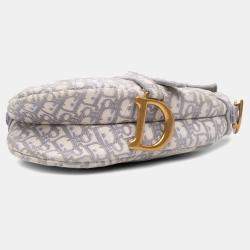 Dior Grey Oblique Embroidered Canvas Saddle Bag