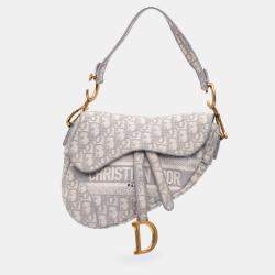 Dior Grey Oblique Embroidered Canvas Saddle Bag