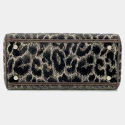 Christian Dior Handbag Lady Dee Light Leopard Velvet Medium