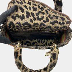 Christian Dior Handbag Lady Dee Light Leopard Velvet Medium