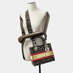 Christian Dior Handbag Lady Dee Light Leopard Velvet Medium