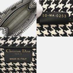 Christian Dior Book Tote Medium Houndstooth Black/White Canvas Handbag