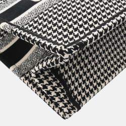 Christian Dior Book Tote Medium Houndstooth Black/White Canvas Handbag