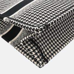 Christian Dior Book Tote Medium Houndstooth Black/White Canvas Handbag