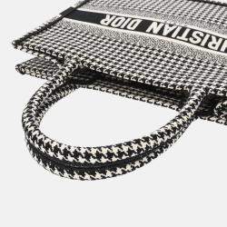 Christian Dior Book Tote Medium Houndstooth Black/White Canvas Handbag