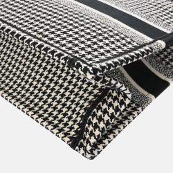 Christian Dior Book Tote Medium Houndstooth Black/White Canvas Handbag