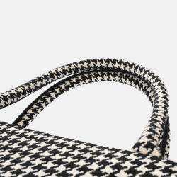 Christian Dior Book Tote Medium Houndstooth Black/White Canvas Handbag