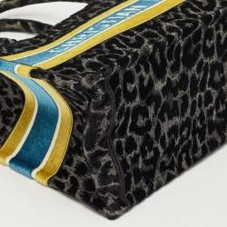 Dior Multicolor Leopard Velvet and Canvas Medium Book Tote