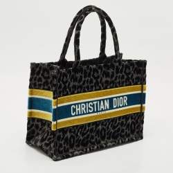 Dior Multicolor Leopard Velvet and Canvas Medium Book Tote