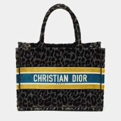 Dior Multicolor Leopard Velvet and Canvas Medium Book Tote