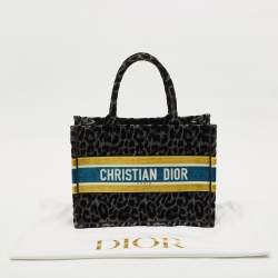 Dior Multicolor Leopard Velvet and Canvas Medium Book Tote