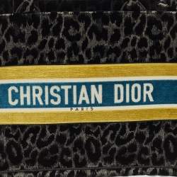 Dior Multicolor Leopard Velvet and Canvas Medium Book Tote