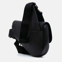 Dior Black Grained Calfskin Saddle Bag