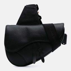 Dior Black Grained Calfskin Saddle Bag
